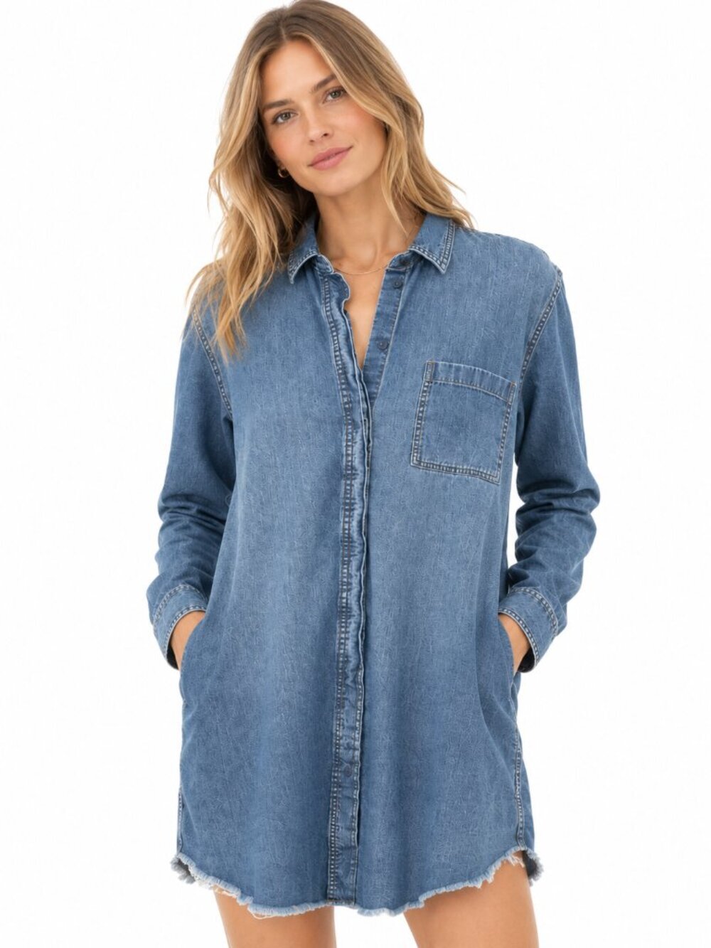 Madewell Womens Denim Oversized Ex-Boyfriend Shirtdress Dress Mini Pocket Size S